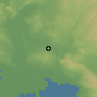 Shaded relief of the 53 km around Mikrókambos, drawn from the GMTED2010 grid