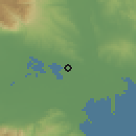 Shaded relief of the 53 km around Mikrón Monastírion, drawn from the GMTED2010 grid