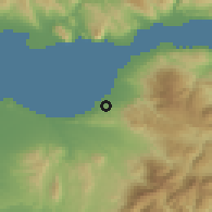 Shaded relief of the 54 km around Mintilóglion, drawn from the GMTED2010 grid
