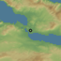 Shaded relief of the 54 km around Mítikas, drawn from the GMTED2010 grid