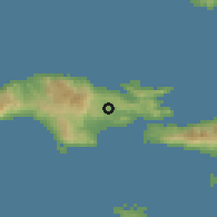 Shaded relief of the 54 km around Mitilinioí, drawn from the GMTED2010 grid