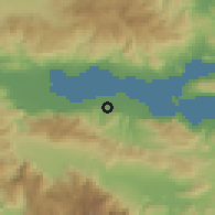 Shaded relief of the 54 km around Mólos, drawn from the GMTED2010 grid