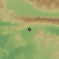 Shaded relief of the 53 km around Mouriaí, drawn from the GMTED2010 grid