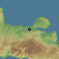 Shaded relief of the 55 km around Mourniés, drawn from the GMTED2010 grid