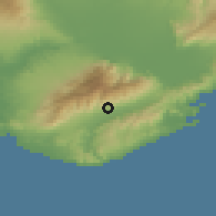 Shaded relief of the 53 km around Mousthéni, drawn from the GMTED2010 grid