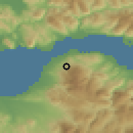 Shaded relief of the 54 km around Áno Kastrítsion, drawn from the GMTED2010 grid