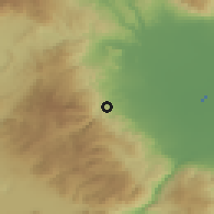 Shaded relief of the 53 km around Náousa, drawn from the GMTED2010 grid
