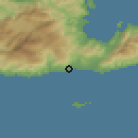 Shaded relief of the 55 km around Néa Anatolí, drawn from the GMTED2010 grid