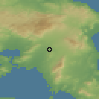 Shaded relief of the 54 km around Néa Ionía, drawn from the GMTED2010 grid