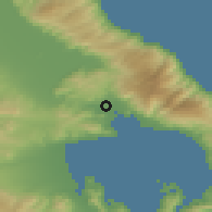 Shaded relief of the 54 km around Néa Ionía, drawn from the GMTED2010 grid