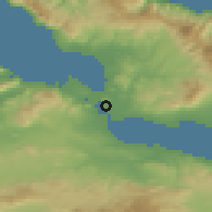 Shaded relief of the 54 km around Néa Lámbsakos, drawn from the GMTED2010 grid