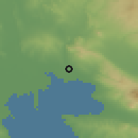 Shaded relief of the 53 km around Néa Magnisía, drawn from the GMTED2010 grid