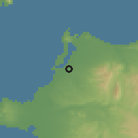 Shaded relief of the 54 km around Néa Manolás, drawn from the GMTED2010 grid