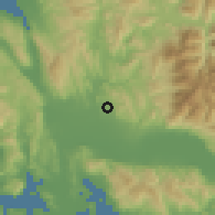 Shaded relief of the 54 km around Neápoli, drawn from the GMTED2010 grid