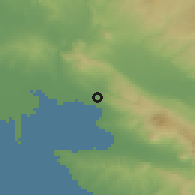 Shaded relief of the 53 km around Neápolis, drawn from the GMTED2010 grid