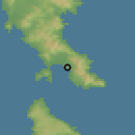 Shaded relief of the 54 km around Neápoli Voión, drawn from the GMTED2010 grid