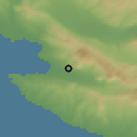 Shaded relief of the 53 km around Néa Raidestós, drawn from the GMTED2010 grid