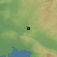 Shaded relief of the 53 km around Néa Sánta, drawn from the GMTED2010 grid