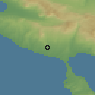Shaded relief of the 53 km around Néa Tríglia, drawn from the GMTED2010 grid