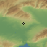Shaded relief of the 53 km around Néa Zíkhni, drawn from the GMTED2010 grid