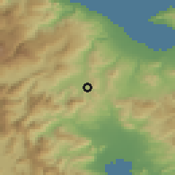 Shaded relief of the 54 km around Neméa, drawn from the GMTED2010 grid