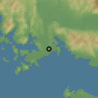 Shaded relief of the 54 km around Neokhórion, drawn from the GMTED2010 grid