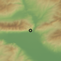 Shaded relief of the 53 km around Néon Petrítsion, drawn from the GMTED2010 grid