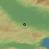 Shaded relief of the 53 km around Nigríta, drawn from the GMTED2010 grid