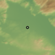 Shaded relief of the 53 km around Níkaia, drawn from the GMTED2010 grid