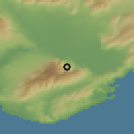 Shaded relief of the 53 km around Nikísiani, drawn from the GMTED2010 grid
