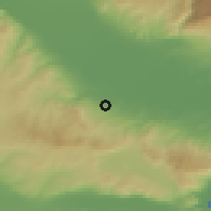 Shaded relief of the 53 km around Nikóklia, drawn from the GMTED2010 grid