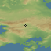 Shaded relief of the 54 km around Oinói, drawn from the GMTED2010 grid