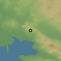 Shaded relief of the 53 km around Oraiókastron, drawn from the GMTED2010 grid