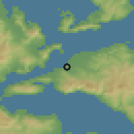Shaded relief of the 54 km around Oreoí, drawn from the GMTED2010 grid