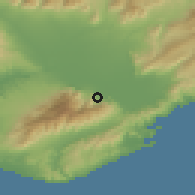 Shaded relief of the 53 km around Palaiokhórion, drawn from the GMTED2010 grid