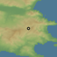 Shaded relief of the 53 km around Palaiokhórion, drawn from the GMTED2010 grid