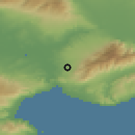 Shaded relief of the 53 km around Palaiokómi, drawn from the GMTED2010 grid