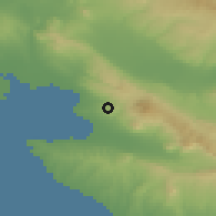 Shaded relief of the 53 km around Panórama, drawn from the GMTED2010 grid
