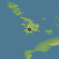 Shaded relief of the 54 km around Pánormos, drawn from the GMTED2010 grid