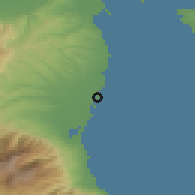 Shaded relief of the 53 km around Paralía, drawn from the GMTED2010 grid