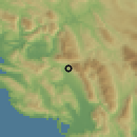 Shaded relief of the 53 km around Paramithiá, drawn from the GMTED2010 grid