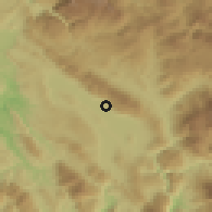 Shaded relief of the 53 km around Pérama, drawn from the GMTED2010 grid
