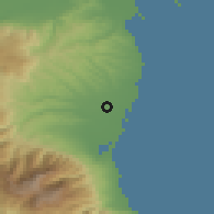 Shaded relief of the 53 km around Perístasis, drawn from the GMTED2010 grid