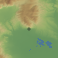 Shaded relief of the 53 km around Aravissós, drawn from the GMTED2010 grid