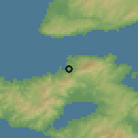 Shaded relief of the 54 km around Pétra, drawn from the GMTED2010 grid