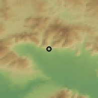 Shaded relief of the 53 km around Petroússa, drawn from the GMTED2010 grid