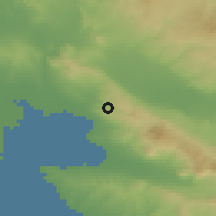 Shaded relief of the 53 km around Peúka, drawn from the GMTED2010 grid