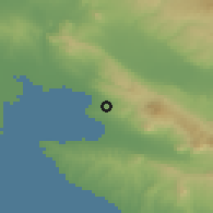 Shaded relief of the 53 km around Pilaía, drawn from the GMTED2010 grid