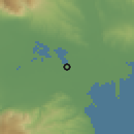 Shaded relief of the 53 km around Platí, drawn from the GMTED2010 grid