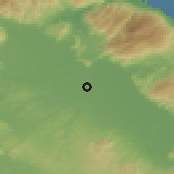 Shaded relief of the 53 km around Platíkambos, drawn from the GMTED2010 grid